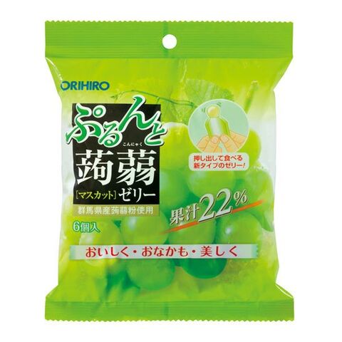 日本 欧力喜乐 ORIHIRO立喜乐 蒟蒻果冻低卡高纤可吸果汁 #青提味 6粒装 — 家禾贸易集团美国批发供应