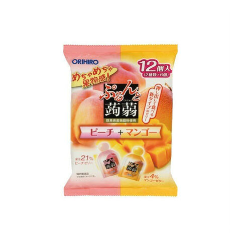 日本 欧力喜乐 ORIHIRO立喜乐 蒟蒻果冻水果味魔芋 #水蜜桃+芒果 12粒装 — 家禾贸易集团美国批发供应