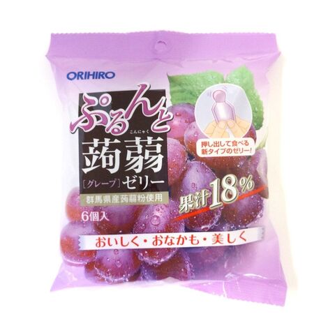 日本 欧力喜乐 ORIHIRO立喜乐 蒟蒻果冻低卡高纤可吸果汁 #葡萄味 6粒装 — 家禾贸易集团美国批发供应